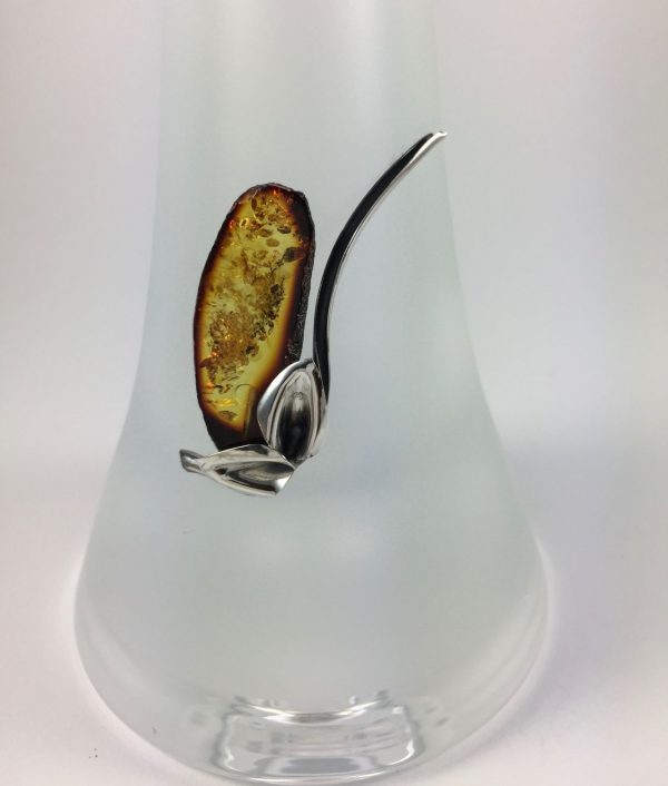 Blumenvase mit Bernstein und Silber